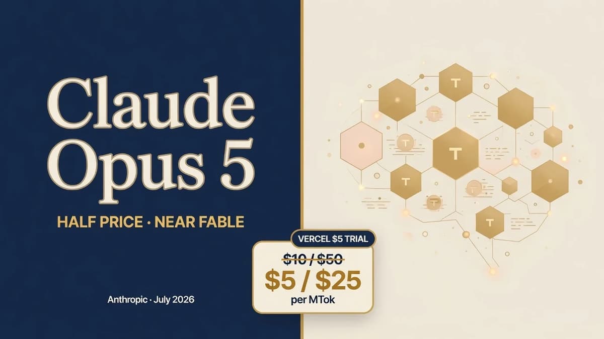 Claude Opus 5: ใกล้เคียง Fable ครึ่งราคา ทดลอง Vercel $5 — Free AI API
