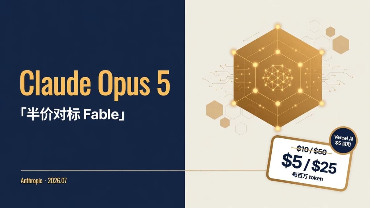 Claude Opus 5：半价对标 Fable，Vercel 月 $5 试用 — Free AI API