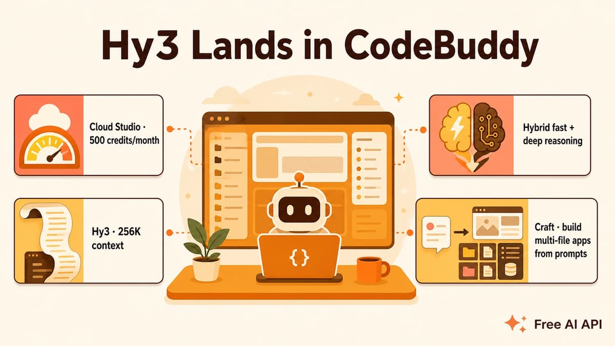 Tencent CodeBuddy Deeply Integrates Hunyuan 3.0 (Hy3.0): Embracing the Free 'Fast-and-Slow Thinking' Coding Era — Free AI API