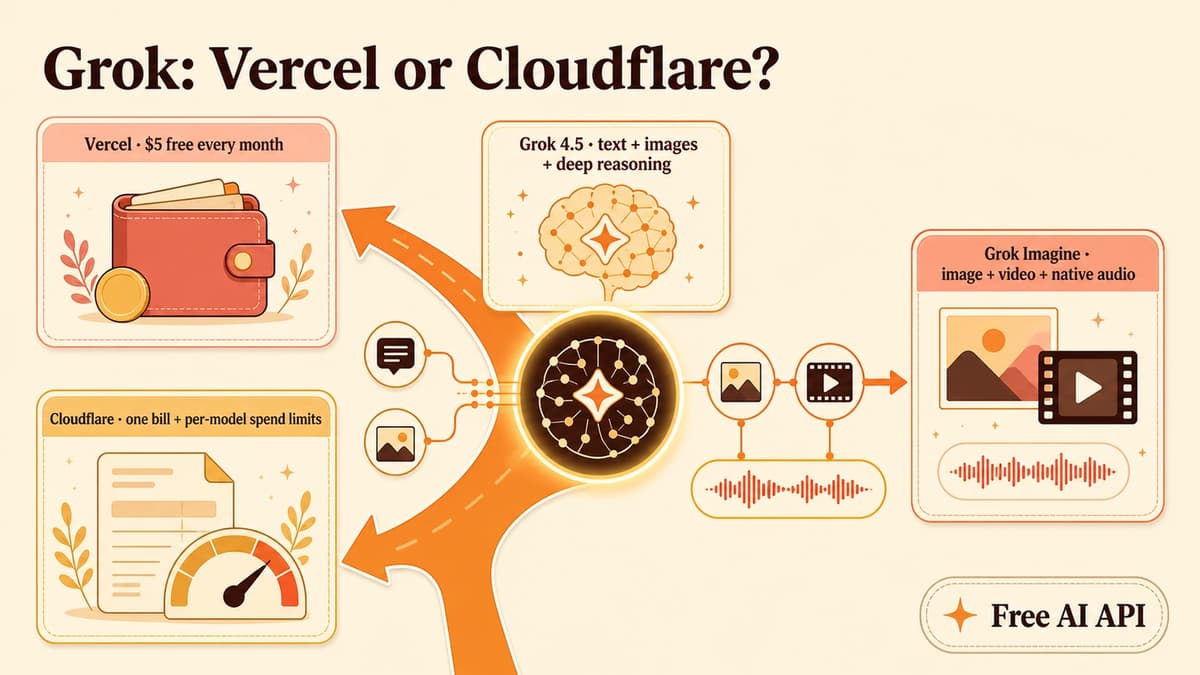 Grok on Cloudflare & Vercel: Free on Vercel, Paid-but-Keyless on Cloudflare — Free AI API
