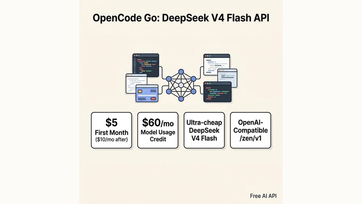 OpenCode Go Complete Guide: High-Quota DeepSeek V4 Flash API for $5 First Month — Free AI API