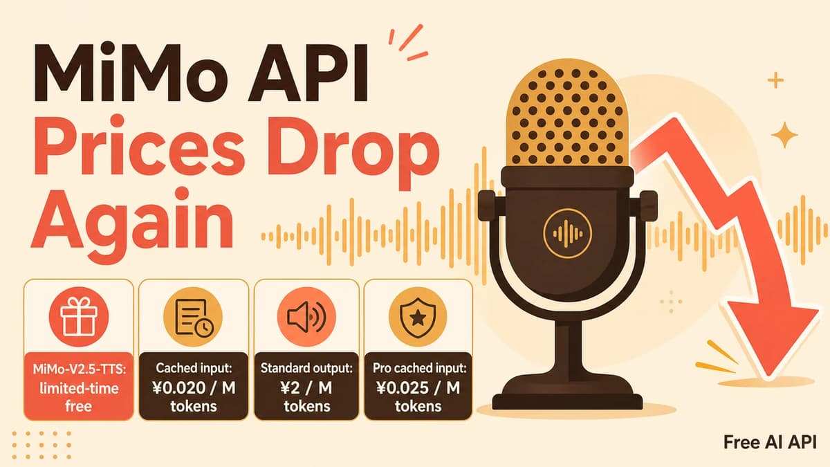 Xiaomi MiMo Cuts API Prices Again — MiMo TTS Stays Free — Free AI API