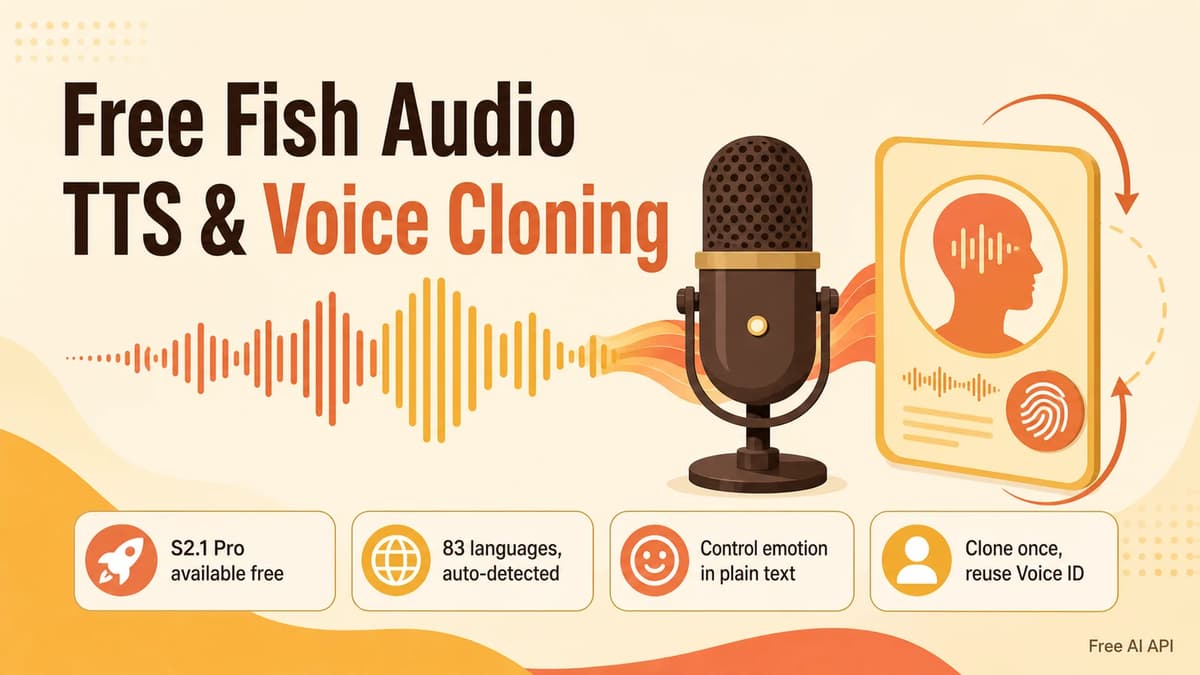 Fish Audio Explained: Free S2.1 Pro TTS and Voice Cloning — Free AI API