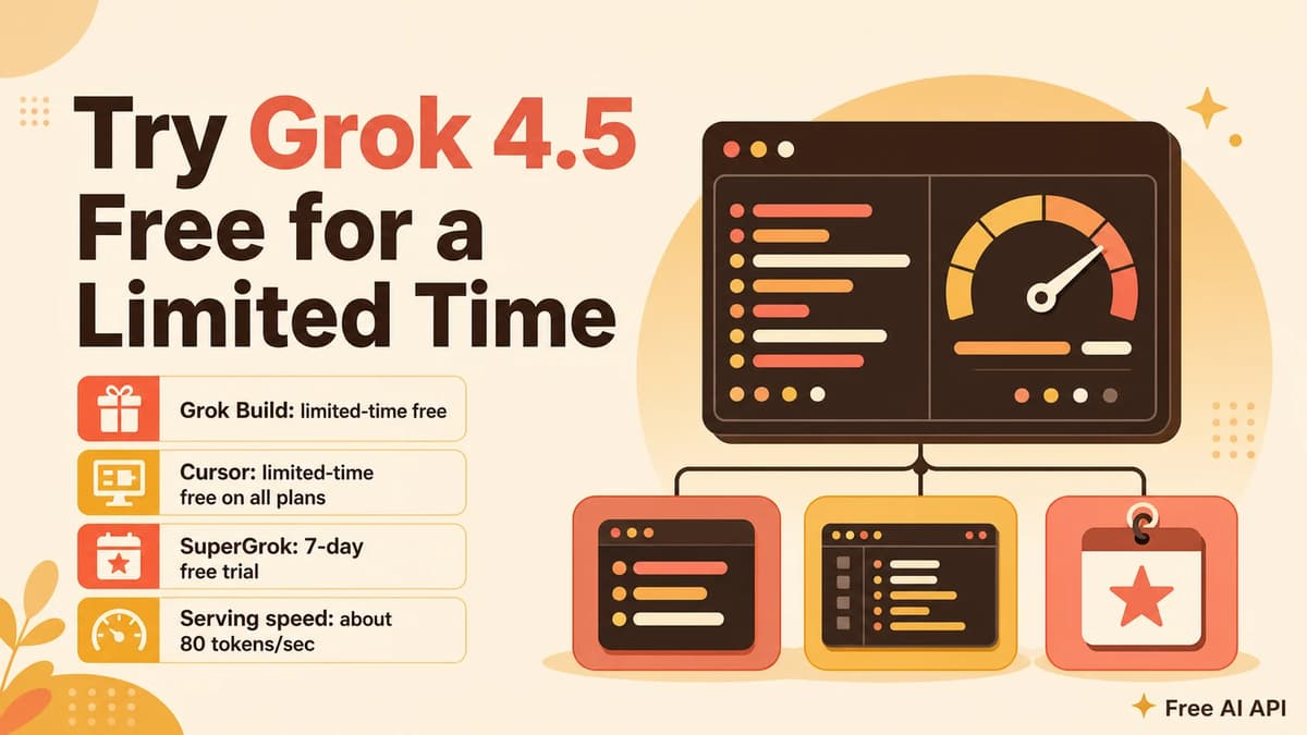 Good news: another free AI Agent option this week — Grok 4.5 — Free AI API