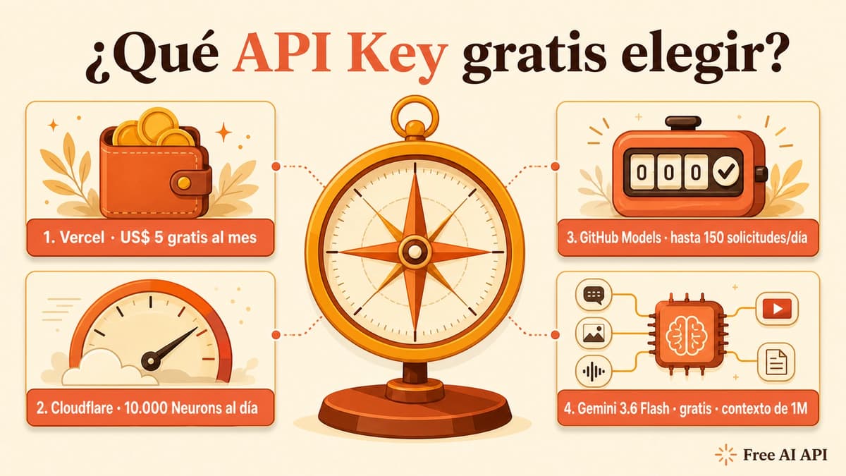 Guías de claves API gratuitas por proveedor — Free AI API