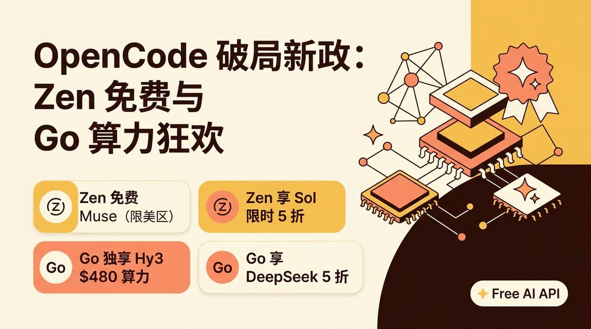 DeepSeek 涨价破局者：OpenCode 压价努力、Zen 免费上线 Muse Spark 1.2 与 Go 订阅三大福利全景指南 — Free AI API