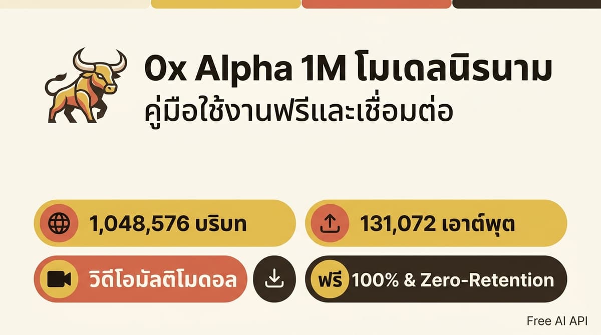 โมเดลนิรนาม Ox Alpha 1M เปิดตัว: รีวิวเชิงลึกและคู่มือใช้งานฟรีบน OpenRouter และ OpenCode — Free AI API
