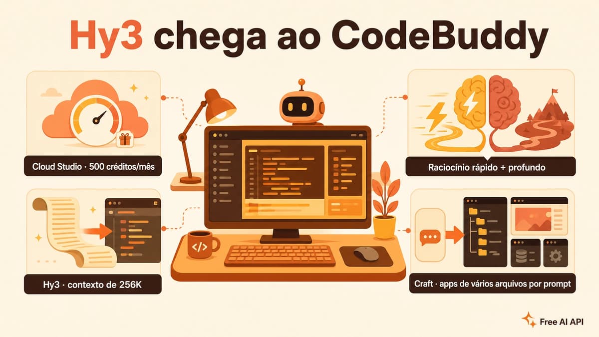 Tencent CodeBuddy integra o Hunyuan 3.0: programação gratuita com pensamento rápido e lento — Free AI API