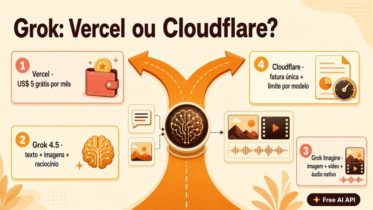 Grok na Cloudflare e Vercel: grátis na Vercel, pago e sem chave na Cloudflare — Free AI API