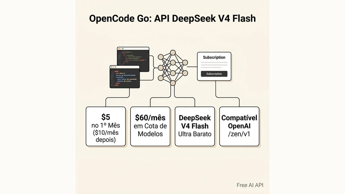 Guia Completo do OpenCode Go: API do DeepSeek V4 Flash por $5 no 1º Mês — Free AI API