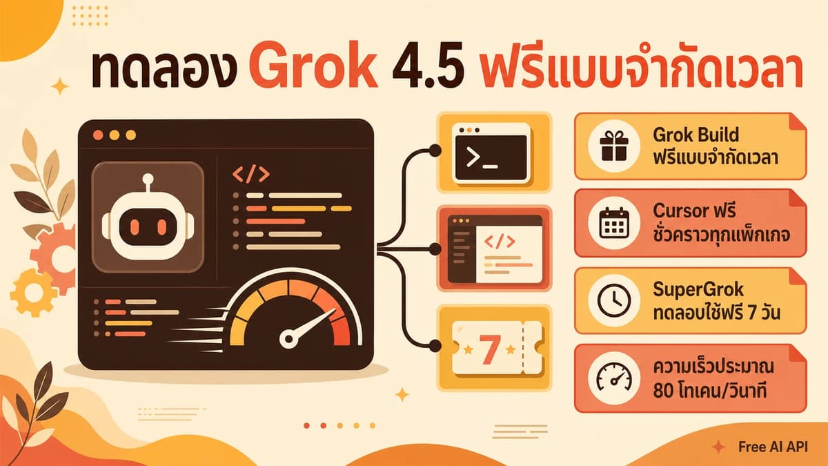 ข่าวดี: AI Agent ฟรีอีกตัวในสัปดาห์นี้ — Grok 4.5 — Free AI API
