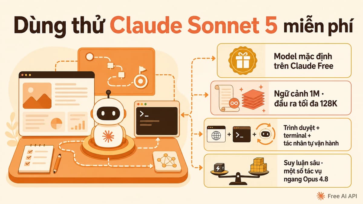Claude Sonnet 5 đã ra mắt: hiệu năng agentic ngang tầm Opus với giá của Sonnet — Free AI API