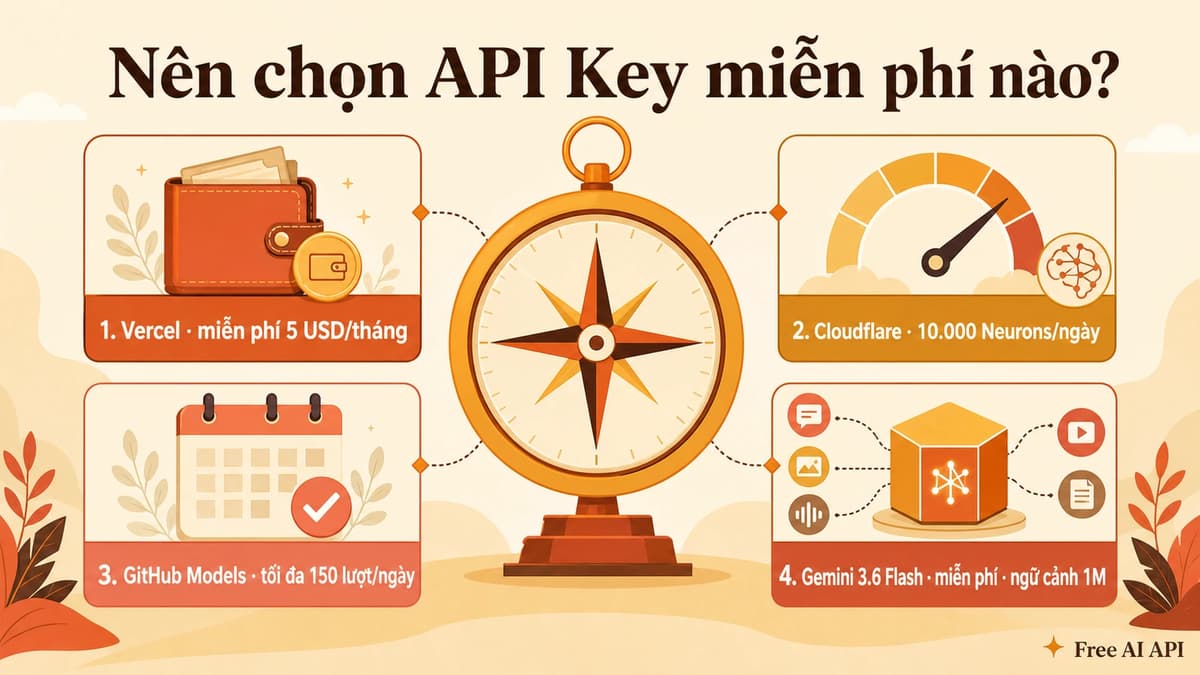 Hướng dẫn API Key miễn phí theo nhà cung cấp — Free AI API