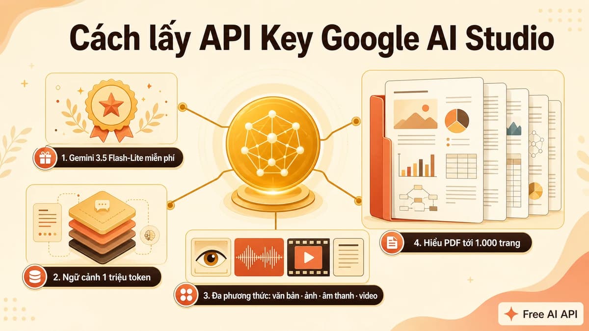 Hướng dẫn API Key Google AI Studio — Free AI API