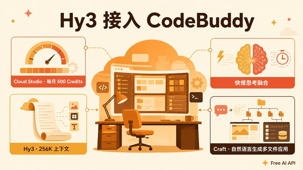 腾讯 CodeBuddy 深度集成混元 3.0 (Hy3.0)：开启免费「快慢思考」编程新时代 — Free AI API