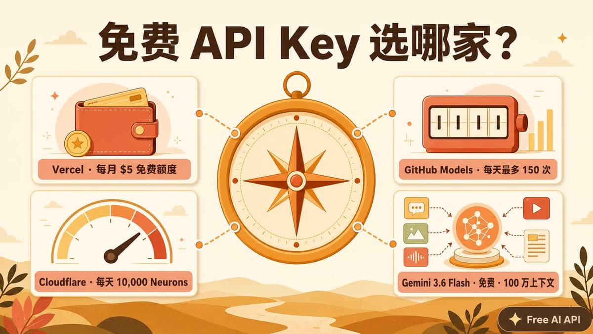 各 Provider 免费 API Key 教程 — Free AI API