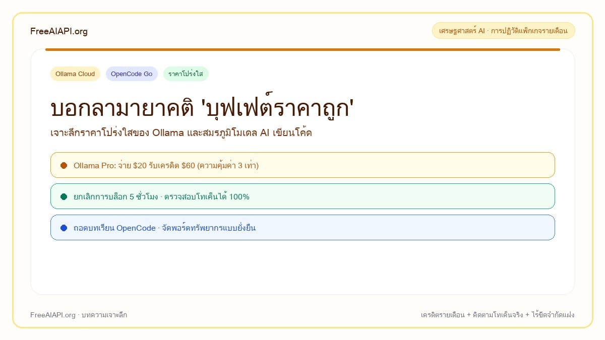 ภาพหน้าปกราคาโปร่งใสของ Ollama ปะทะ OpenCode