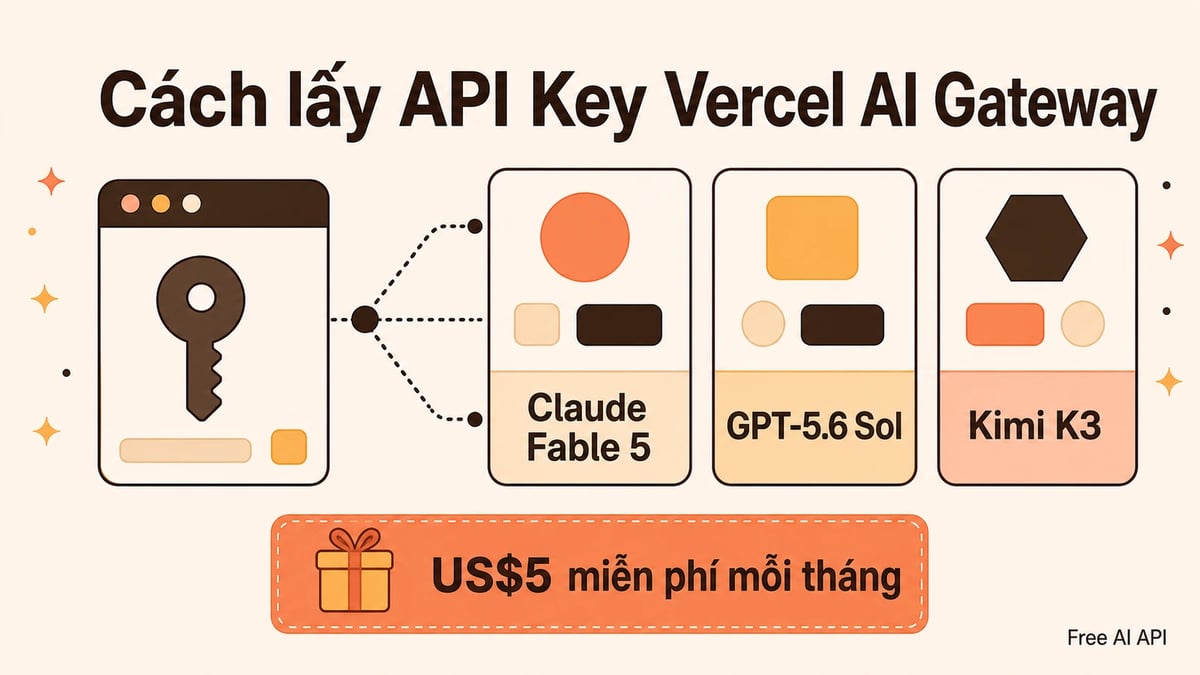 Hướng dẫn API Key Vercel AI Gateway — Free AI API