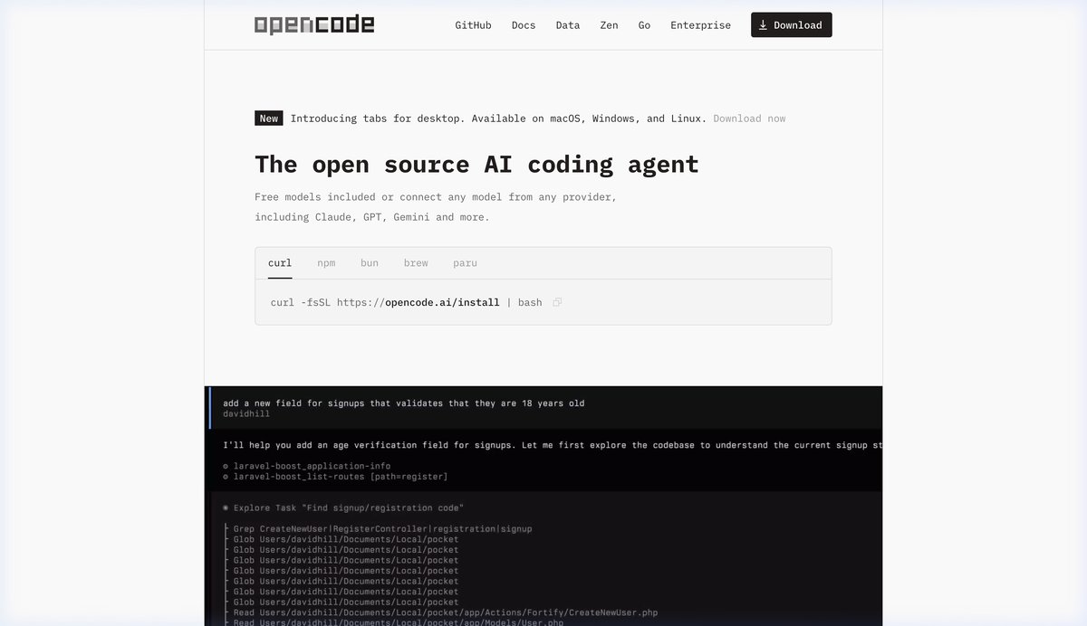 Interface Principal do OpenCode