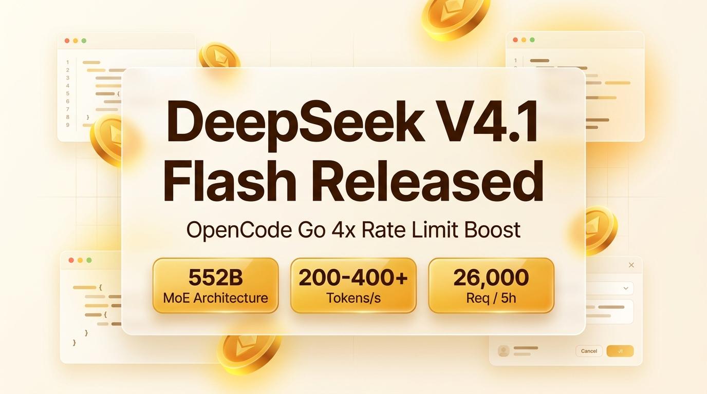DeepSeek V4.1 Flash Released with OpenCode Go 4x Quota Multiplier Editorial Cover