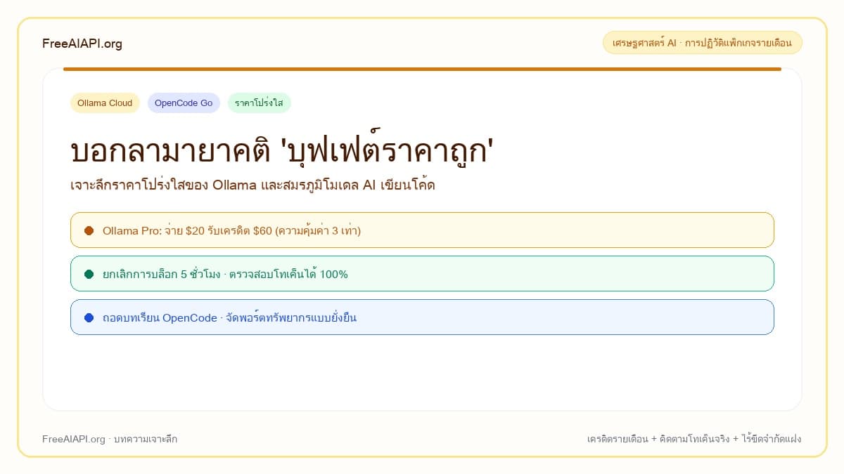 ภาพหน้าปกราคาโปร่งใสของ Ollama ปะทะ OpenCode