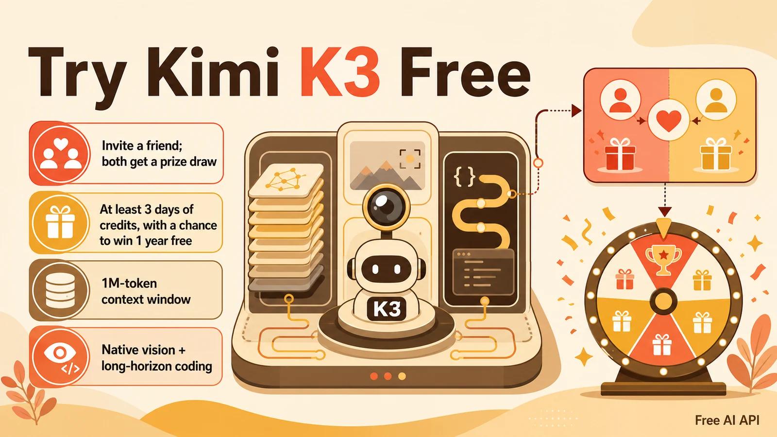 Kimi K3 Launches: Invite Friends, Earn Credits, and Try One of Today’s Strongest Open Models — Free AI API