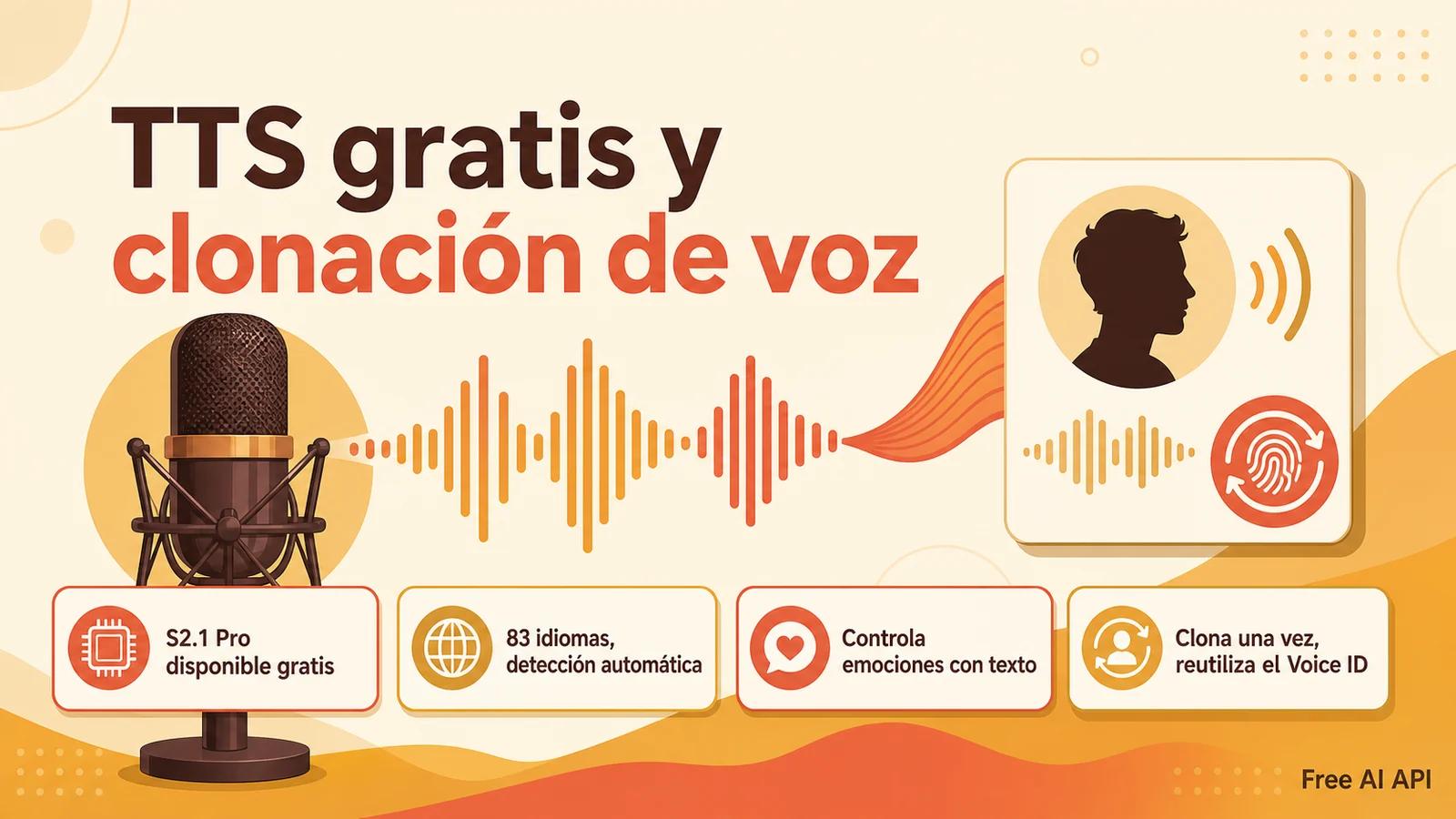 ¿Qué es Fish Audio? TTS S2.1 Pro gratis y clonación de voz — Free AI API