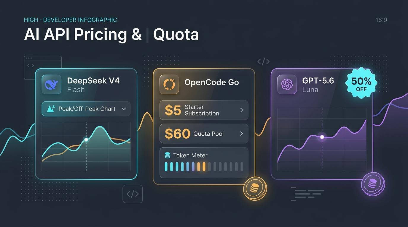 OpenCode Go 与 DeepSeek V4 Flash 价格变动与额度指南信息图