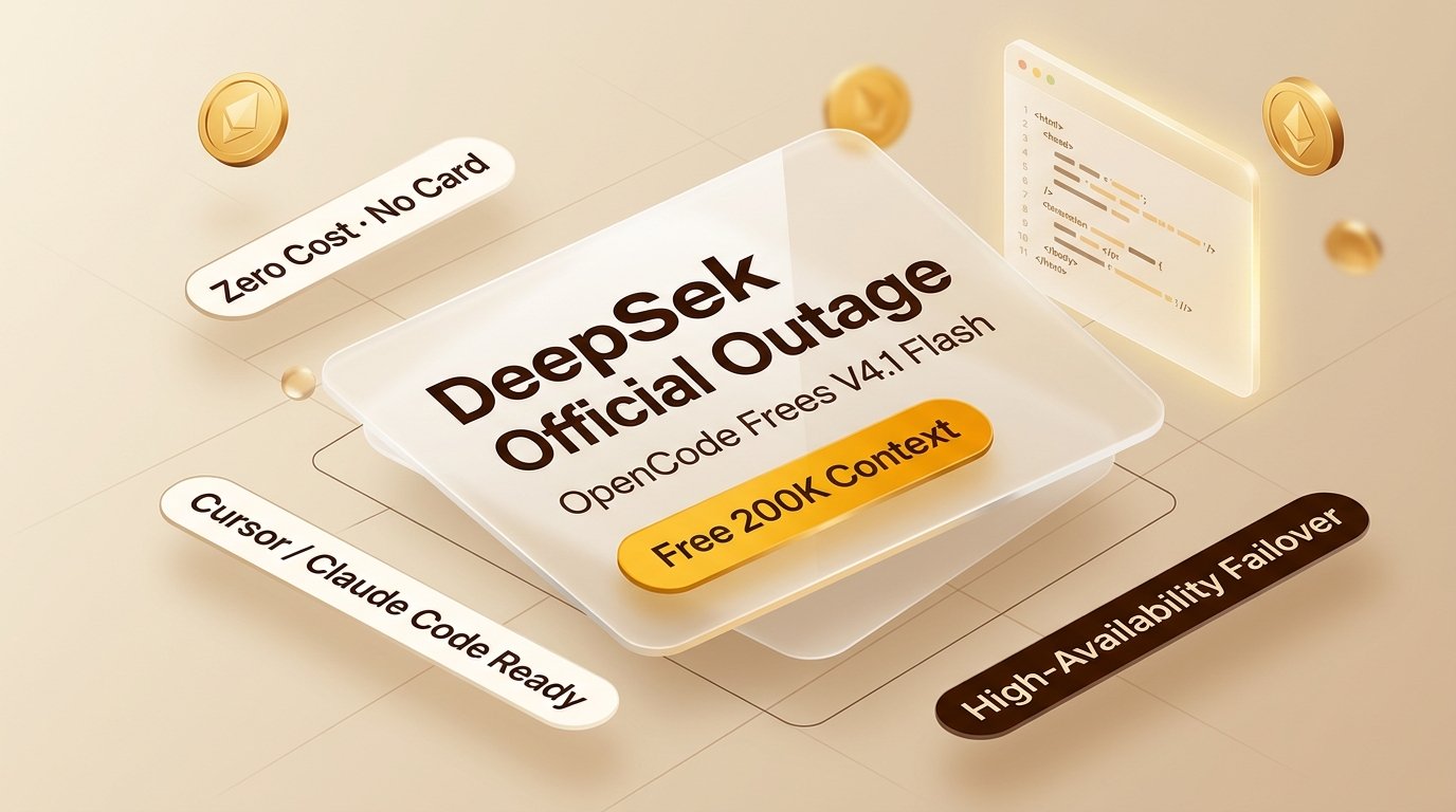 DeepSeek Official Outage OpenCode Free V4.1 Flash Cover Infographic