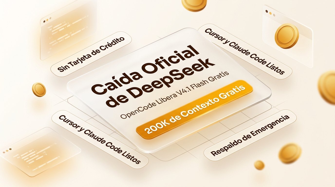 Caída Oficial de DeepSeek OpenCode Libera V4.1 Flash Gratis Infografía