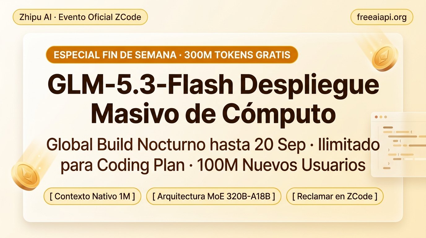 Gran Despliegue de Cómputo en Zhipu ZCode: 300M de Tokens Gratis el Fin de Semana