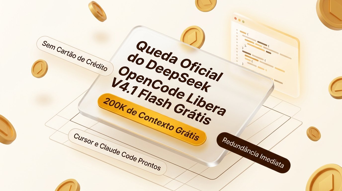 Queda Oficial do DeepSeek OpenCode Libera V4.1 Flash Grátis Infográfico