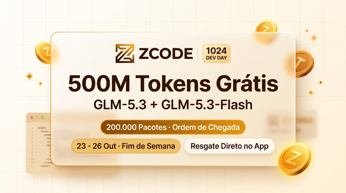 ZCode 1024 Dia do Programador: 500M Tokens Grátis Capa