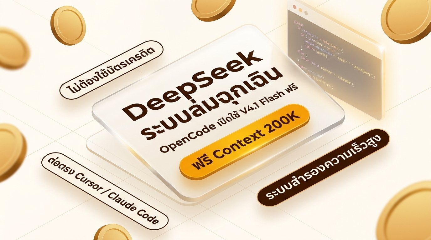 DeepSeek ระบบล่มฉุกเฉิน OpenCode เปิดใช้ V4.1 Flash ฟรี อินโฟกราฟิก