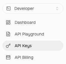 Fish Audio Developer sidebar with API Keys selected